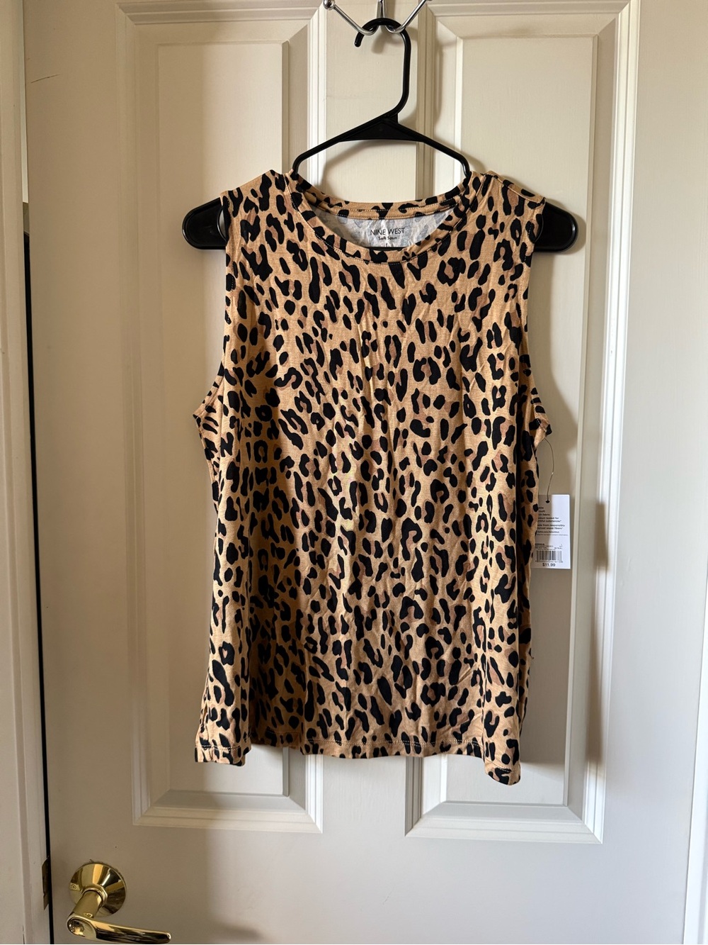 2 Nine West Leopard Print Sleeveless Tank - Tan & Black